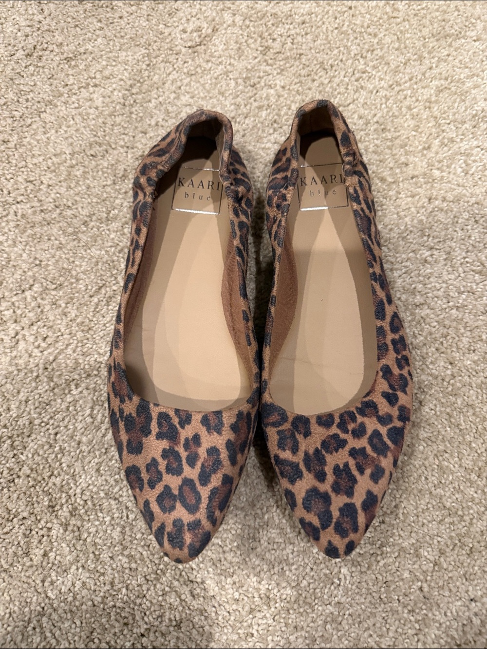 Kaari Blue Leopard Print Pointed Toe Flats - Brown/Black